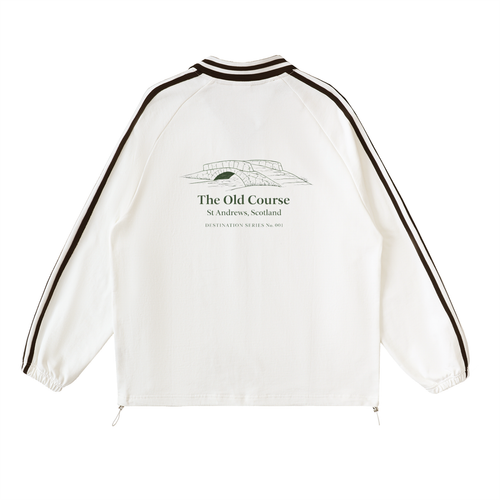 Contrast Striped Lapel Collar Sweatshirt